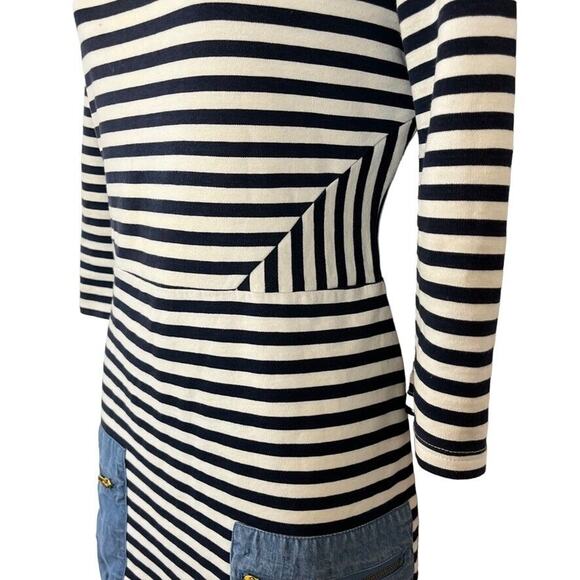 Tabitha Womens Striped Knit 3/4 Sleeve Stretch Cotton Dress Pockets Mini sz 6 - Picture 7 of 16